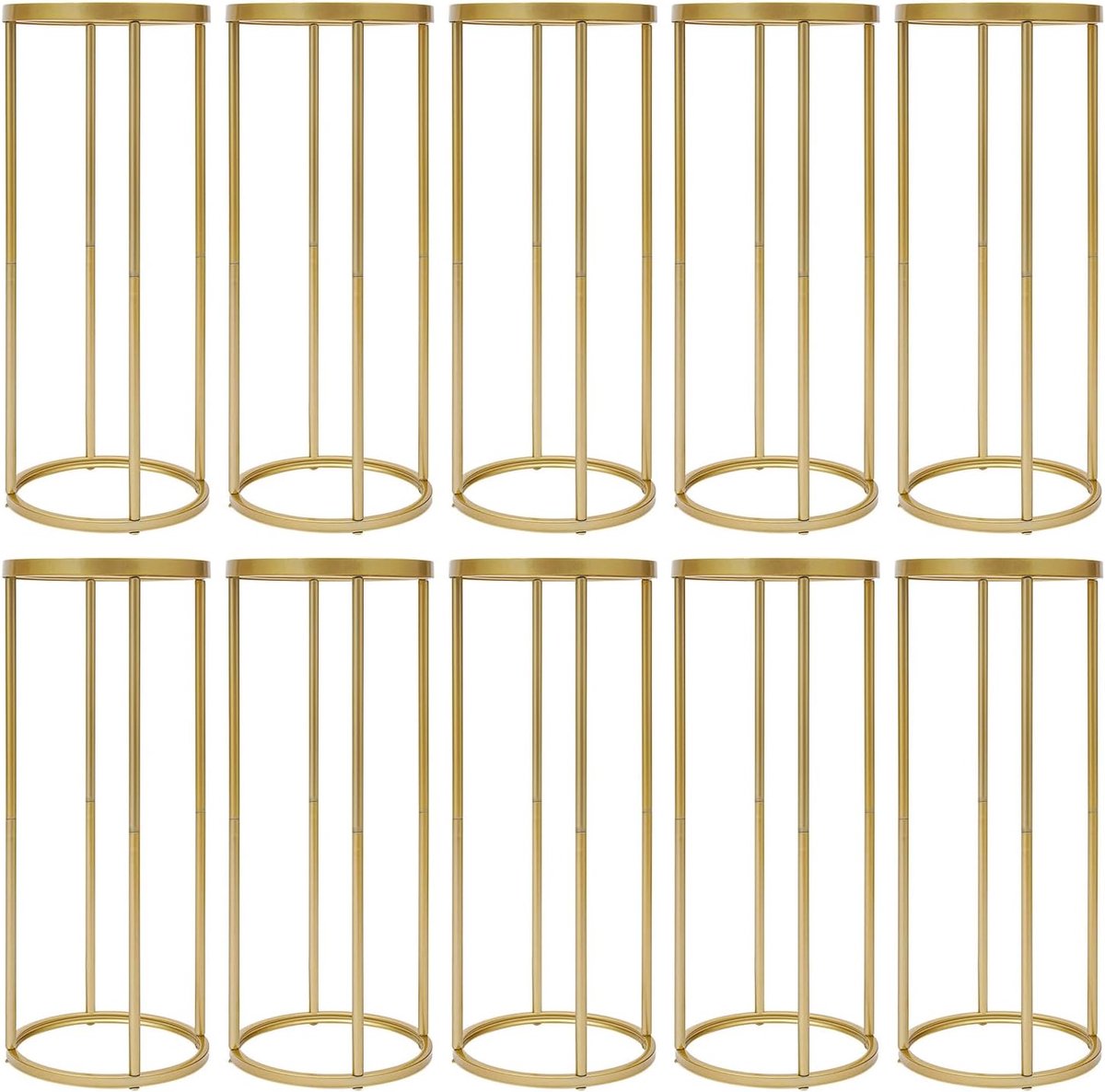 10 stuks gouden bruiloftsbloemenstandaard, cilindrische tafel, bloemenstandaard, 80 cm hoog, metalen bloemenstandaard, tafeldecoratie voor bruiloft, feest, receptie, babyshower, verjaardag
