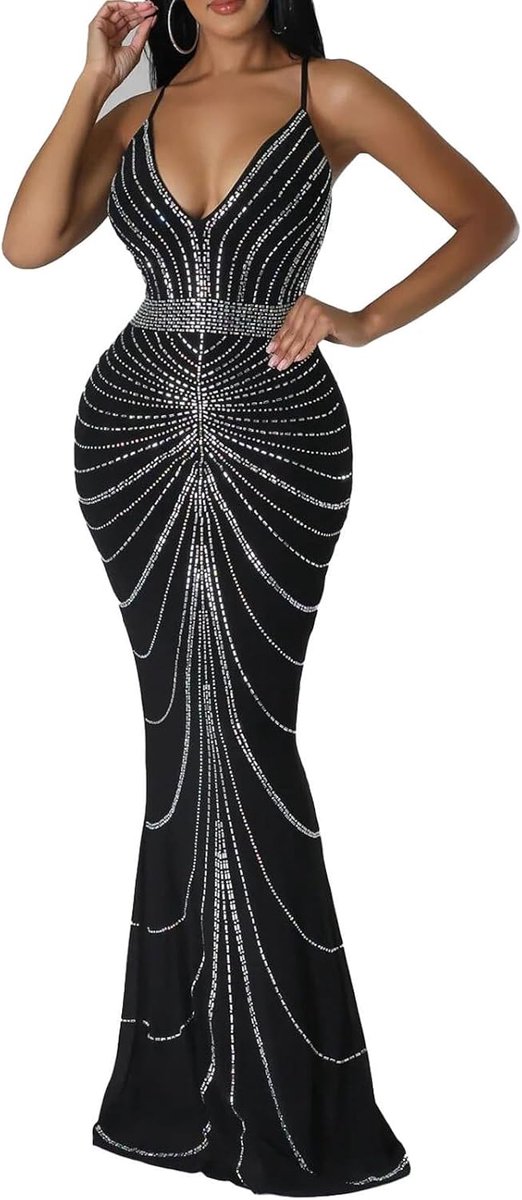 Damesjurk van gaasdoek, doorzichtige jurk met strassteentjes, transparante vorm, schoonheid, glitter, elegante nachtjurk voor speciale feesten