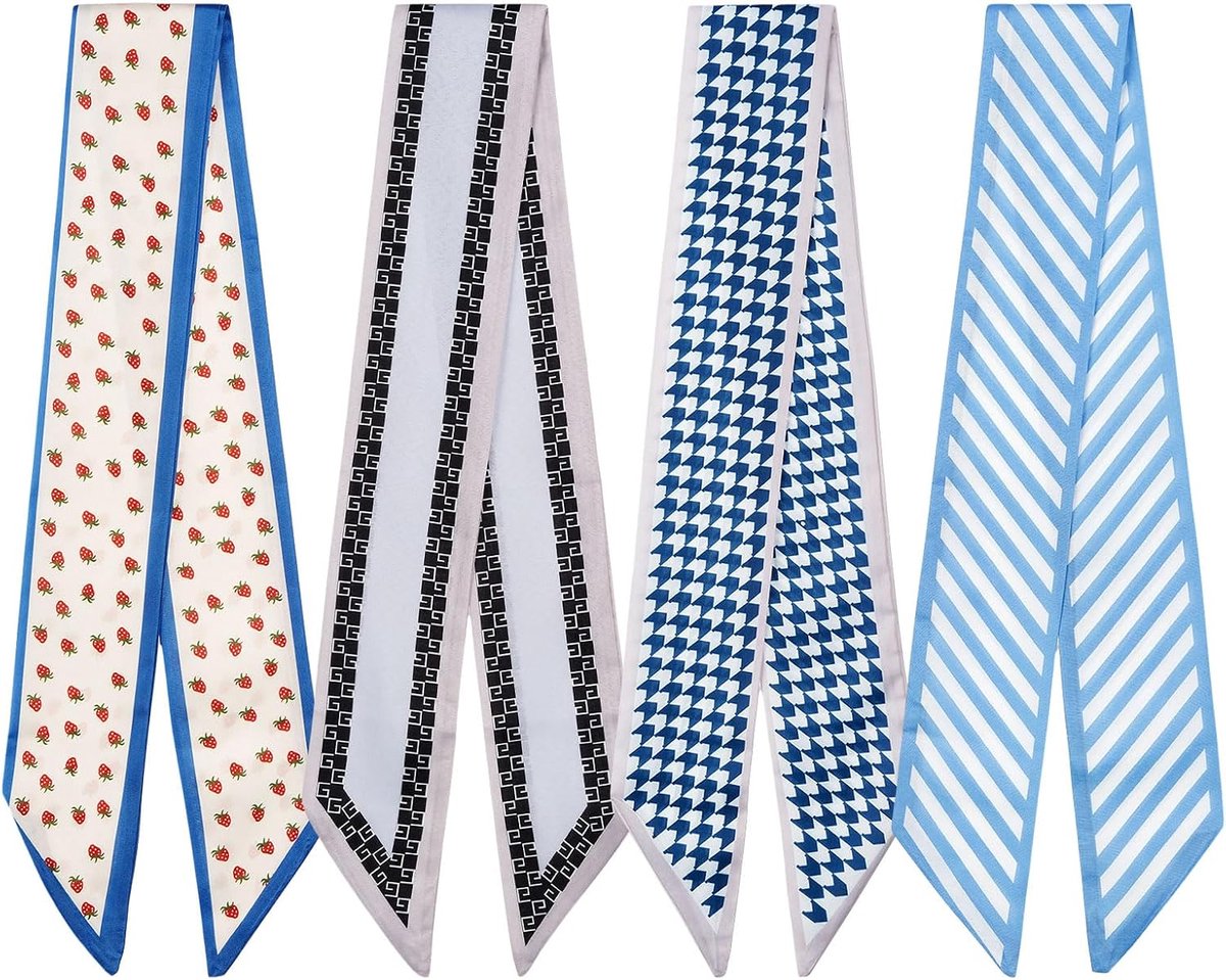 Sjaals van 86 cm, smalle twill-haardoeken, smalle halsdoeken, modieuze accessoires voor dames, tashanger