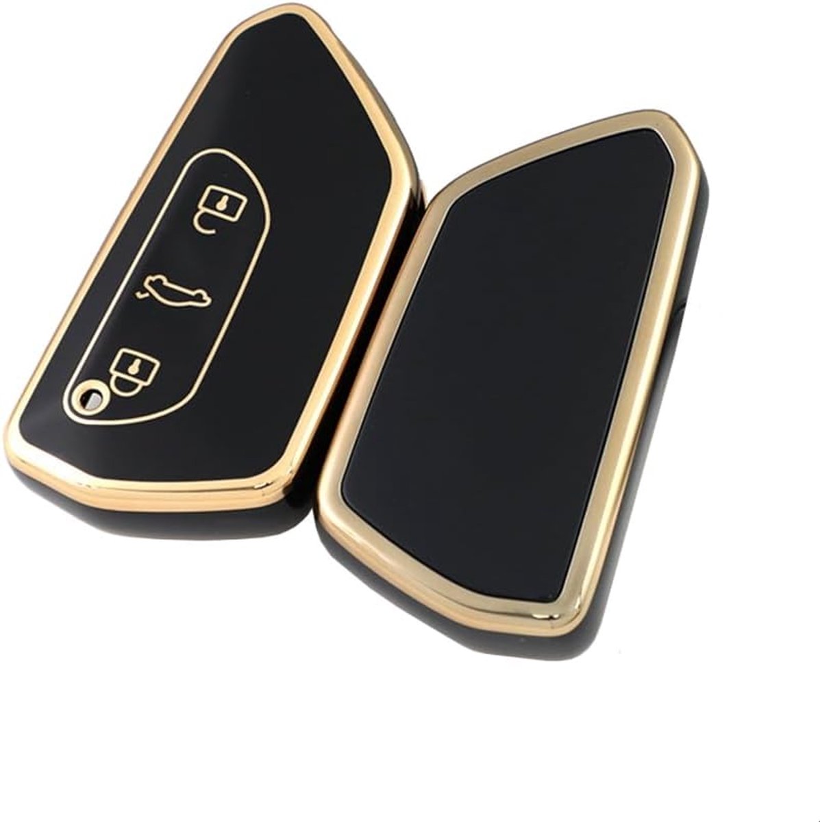 Compatibel met VW Golf 8, 3-knops autosleutel, siliconen TPU sleutelcover goud, geschikt voor Volkswagen ID.3, ID.4, Seat Leon, Skoda Octavia, voor Cupra Formentor