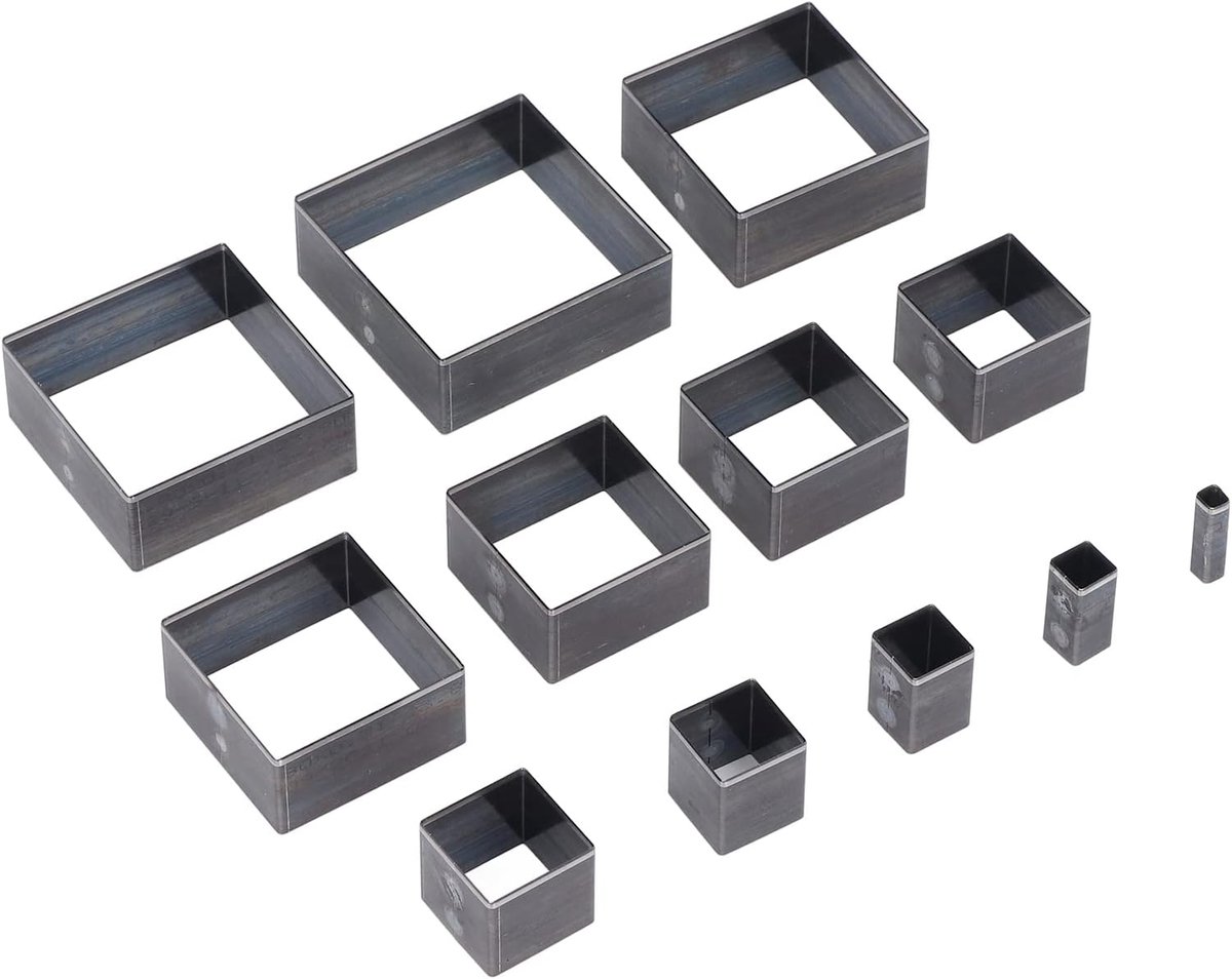 12 Stks Vierkanten Leer Snijmal, Meerdere Maten Gelegeerd Staal Stanssnijder Scherpe Randen Voor Stof Klei Rubber 5-60 Mm