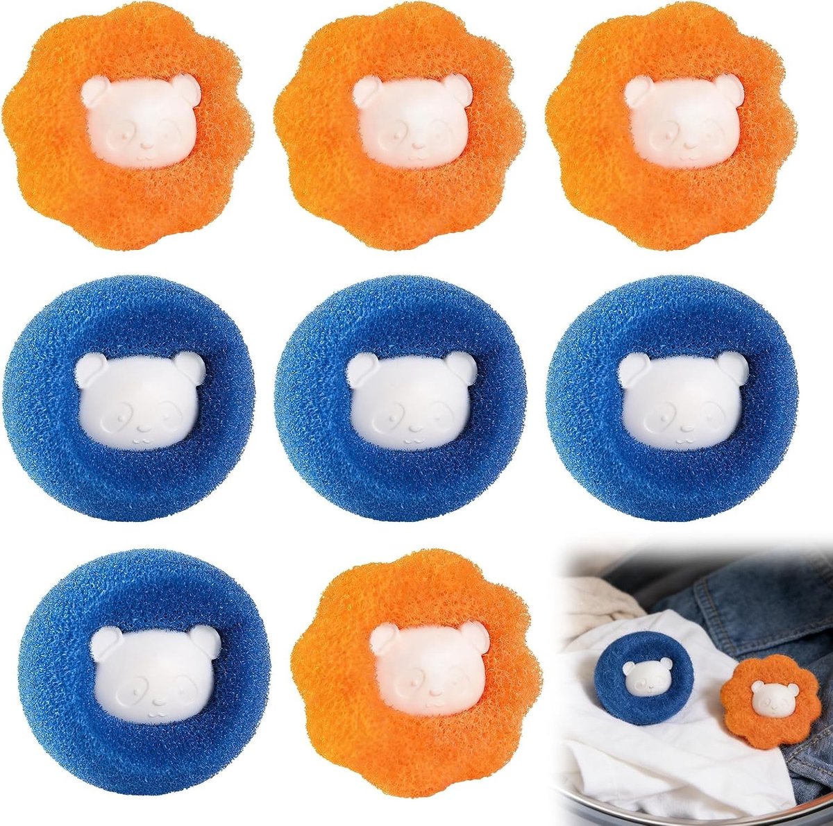 Effectieve Lintballen voor Wasmachine, 8 Stuks voor het Verwijderen van Dierenhaar en Pluisjes, Ideaal voor Honden- en Kattenhaar in de Was