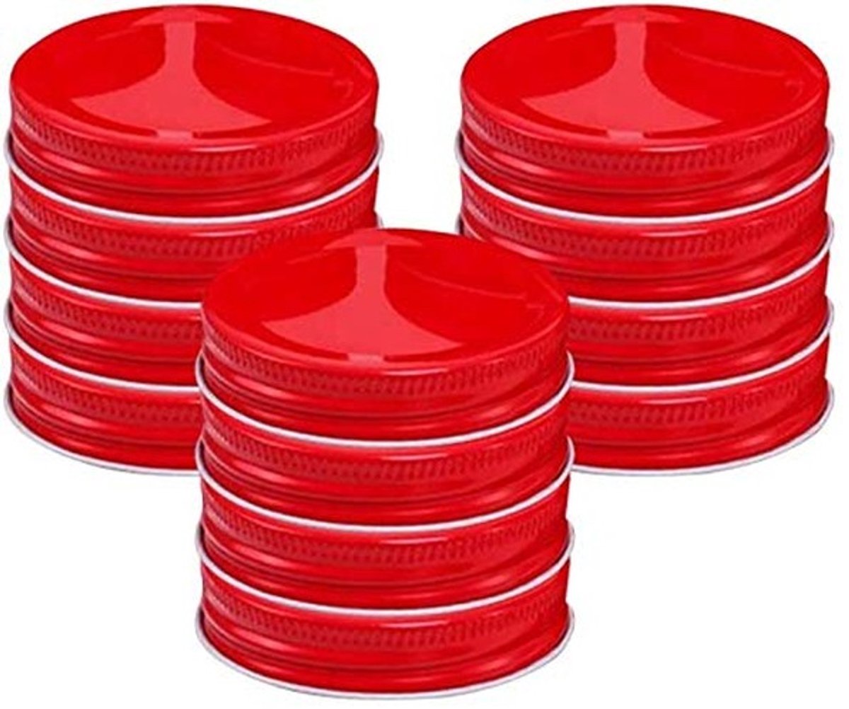 Mason Jar Deksels voor Inblikken en Beitsen, 70mm, 16 Stuks, Rood
