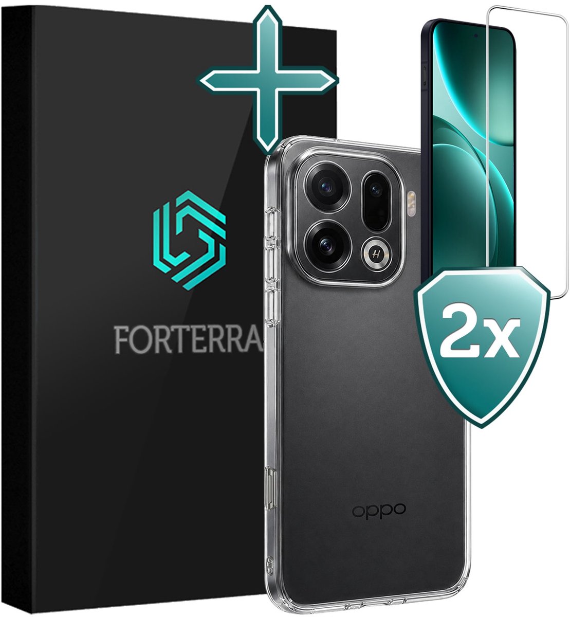Hoesje Met 2x Screenprotector - Geschikt voor OPPO Find X9 Pro - Sterk & Shockproof - Telefoon Hoes - Back Cover - Siliconen Case - Transparant