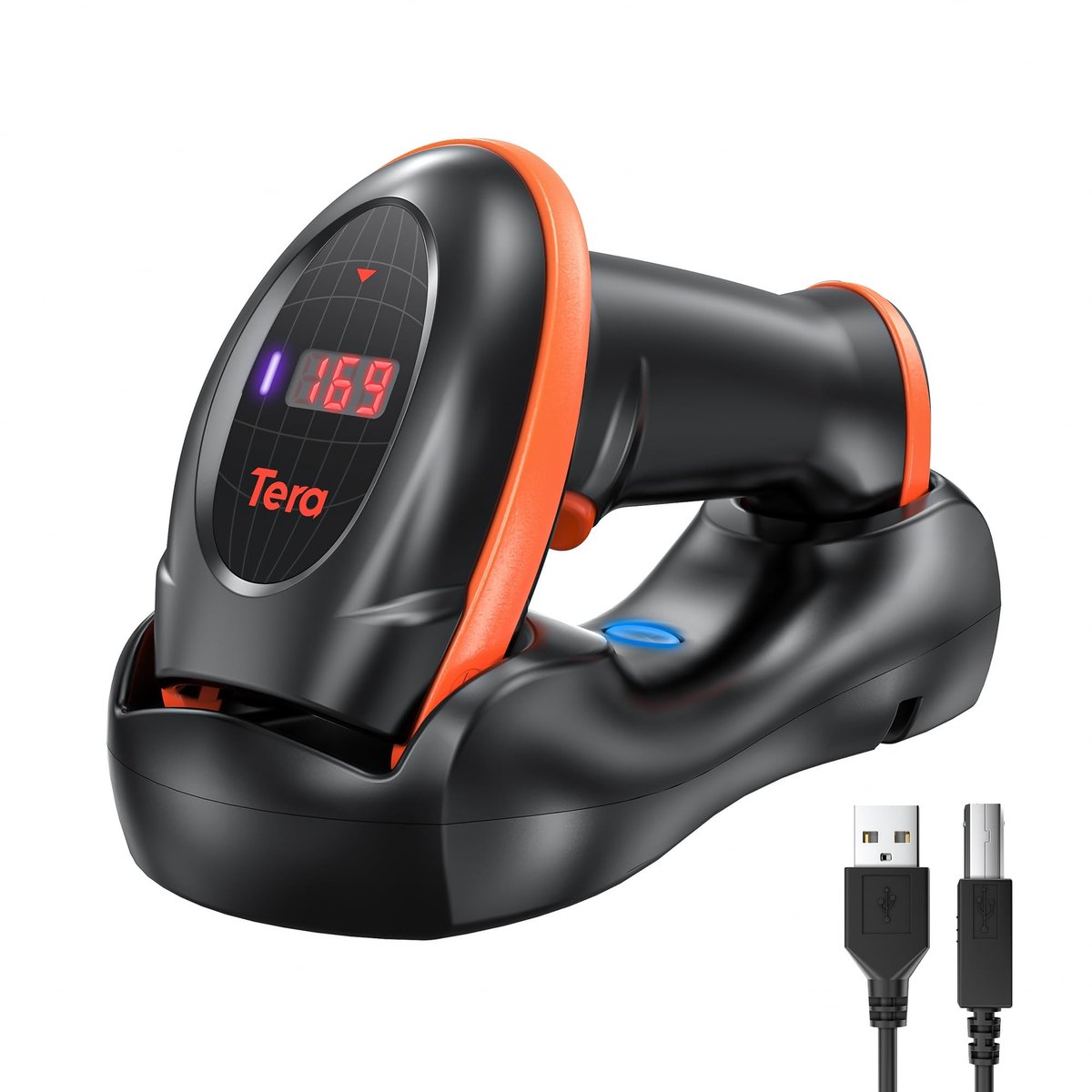 Elzusha - Draadloze Barcodescanner 2D 1D QR met Laadstation USB voor Magazijn en Bibliotheek