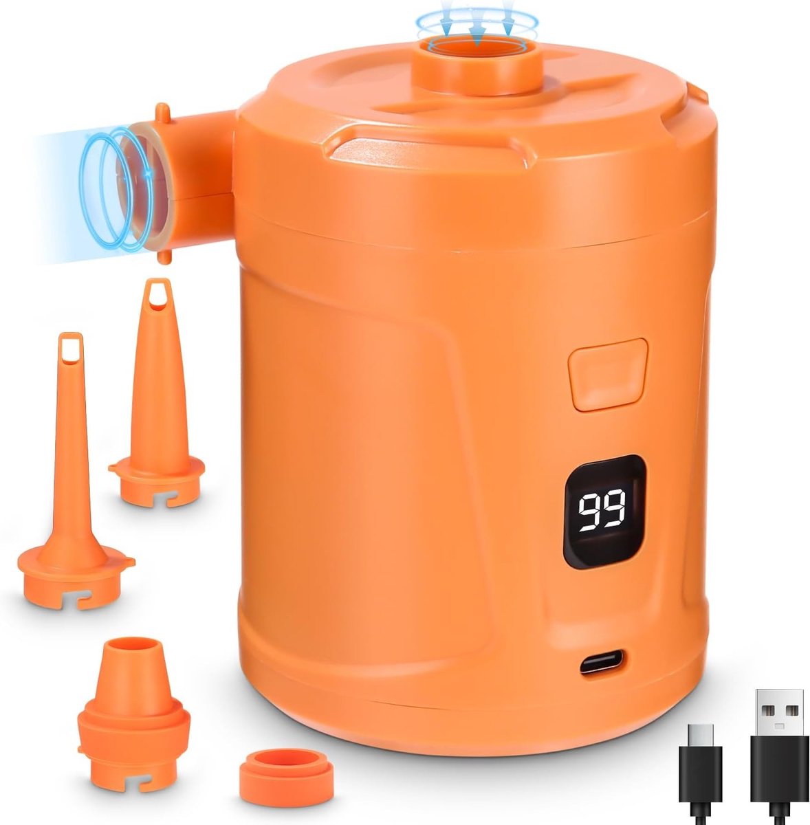 Elektrische Luchtpomp - Oranje - Mini - Oplaadbare Accu - Voor Opblaasbare Items