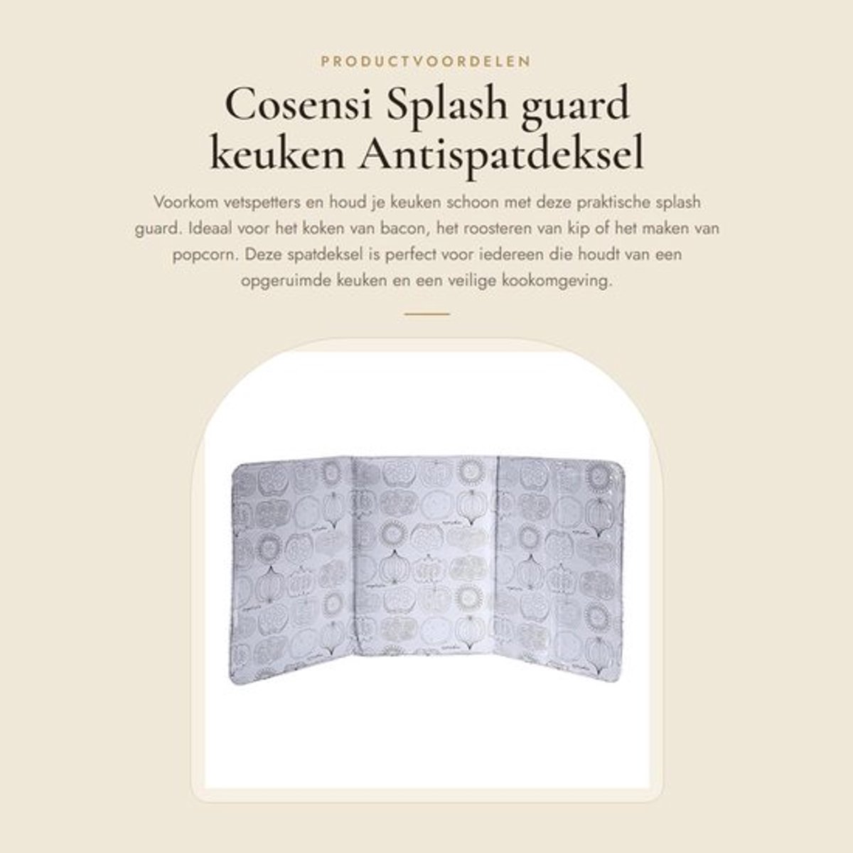 Spatwand Hoogtebescherming - Spatscherm Keuken - Antispatdeksel - Opvouwbaar - Drie Panelen - Eenvoudig te Reinigen