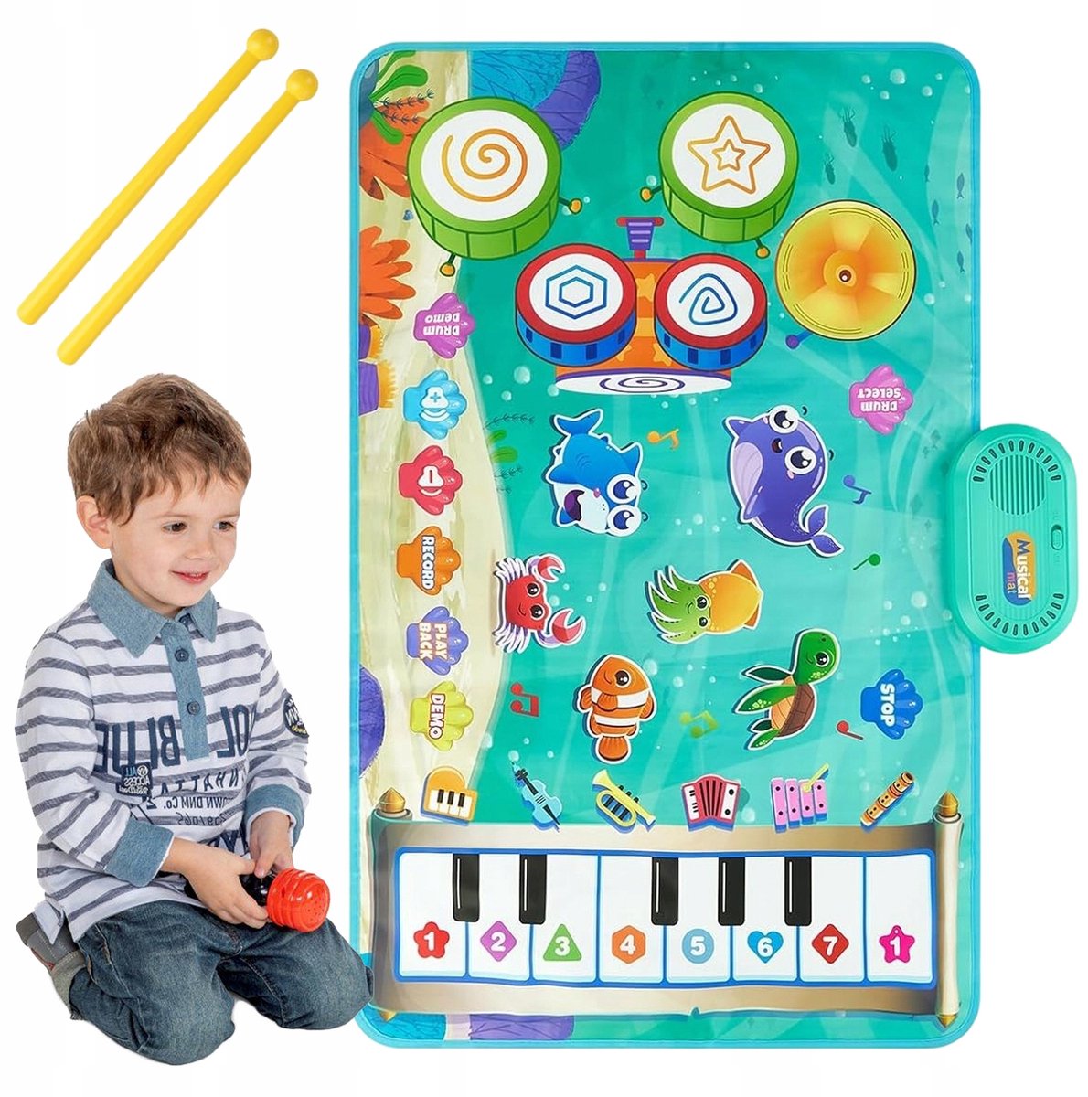 Interactieve Muziek Dansmat voor Kinderen - Blauw met Opnamefunctie