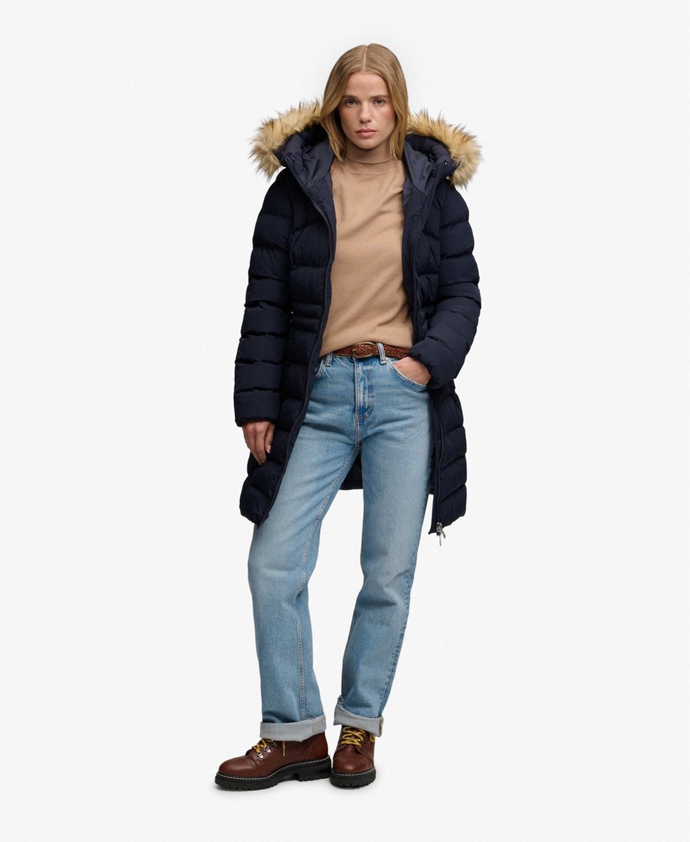 Superdry - Fuji Jas Met Capuchon En Imitatiebont - Dames - Gewatteerde jassen