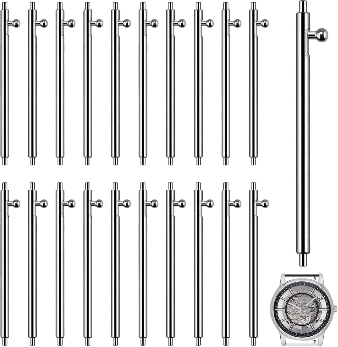 Verstelbare veerbouten van roestvrij staal voor horloges - Set van 10 stuks, ideaal voor horlogereparatie en vervanging