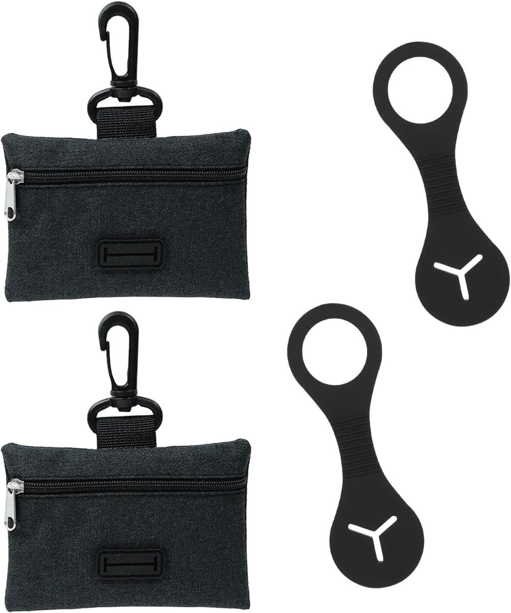 SnelShoppen - 4 Stuks Hondenpoepzakdispenser en Poepzakhouder voor Hondenriem - Hondenpoep Bak, Dispenser Bevestiging aan Riem, Harnas - Zwart - Handi