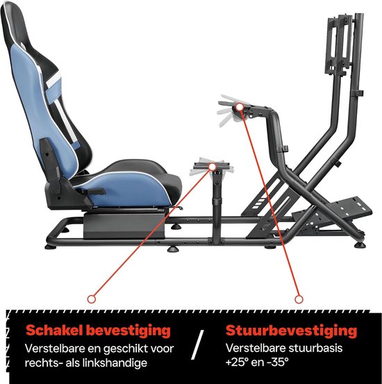 Racestoel cockpit - Sim race stoel - Race simulatie - Volledig verstelbaar - 136 x 71 x 108 cm - Zwart — afbeelding 3