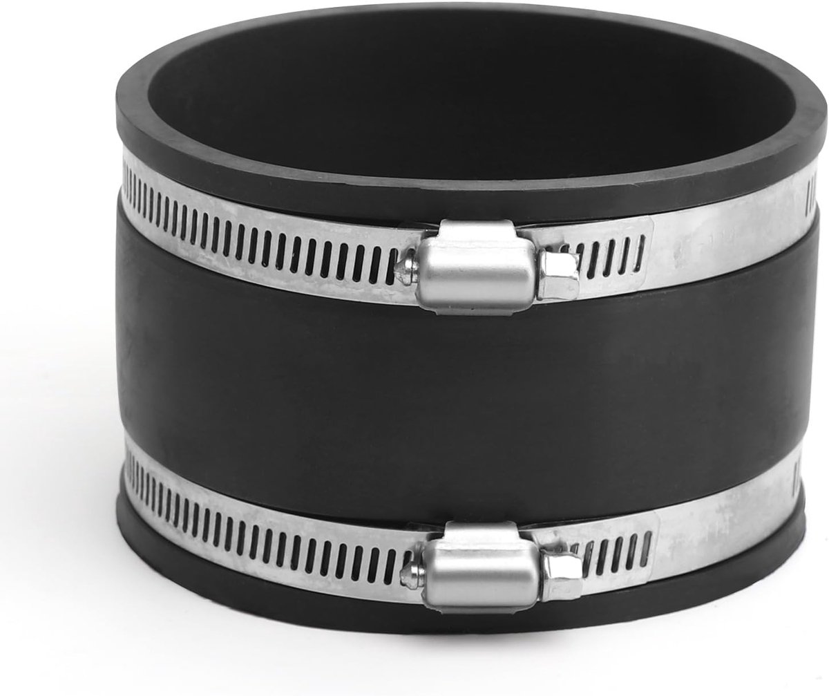 Flexibele Rubber Koppeling van 100mm met 2 RVS Klemmen voor Geluidsreductie, Luchtventilatie en Filtertoepassingen