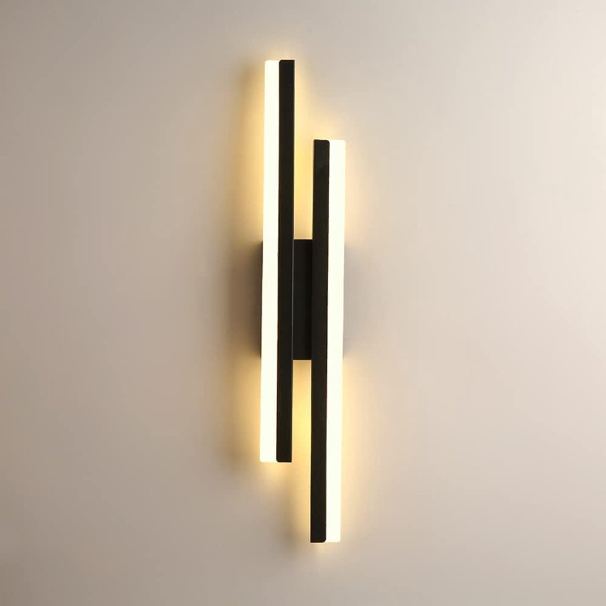 LED Wandlamp Binnen Modern Design - 16W Wandverlichting - Warm Wit 3000K - 1800 Lumen - Zwart - 40 cm - Voor Woonkamer en Hal