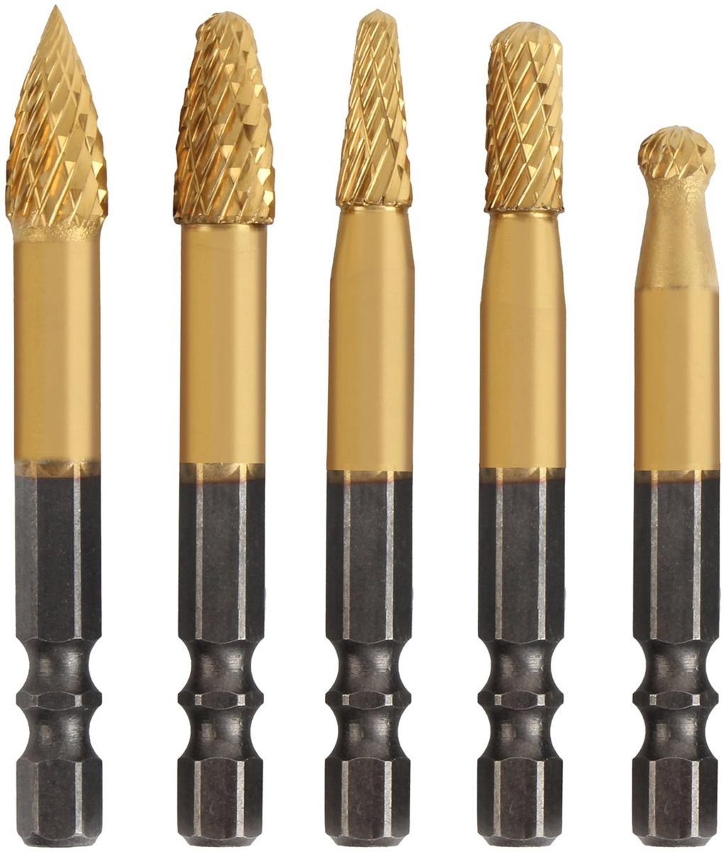SolidKeus - Set van 5 Carbide Freesboren met Dubbele Snede