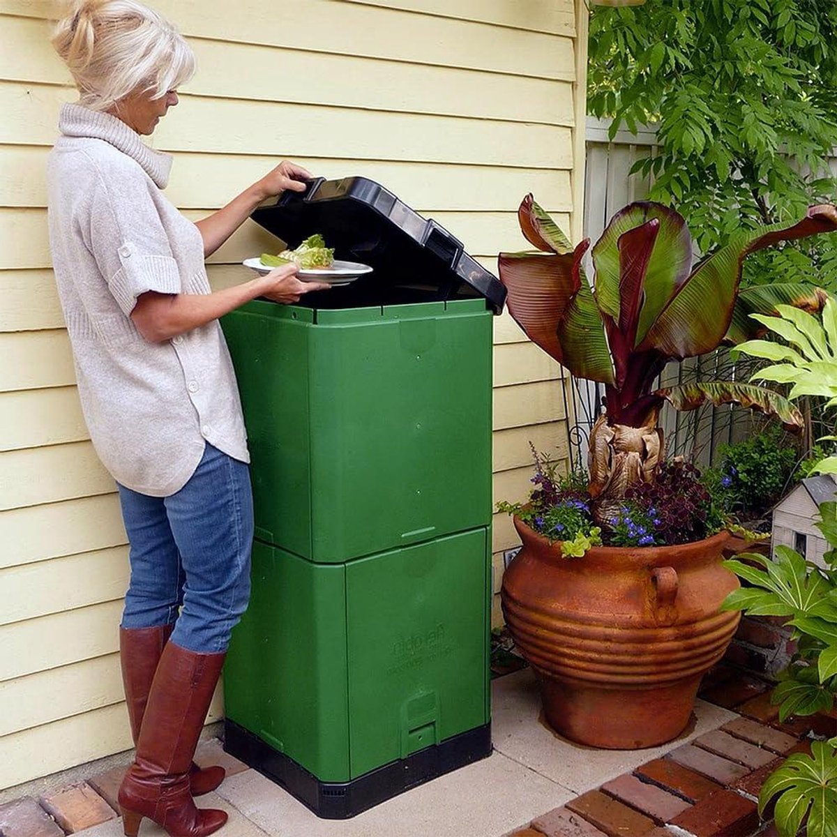 Compostbak - Organisch afvalbak - Tuinafval verwerken - Versnelde hete compostering - 200 Liter - Groen