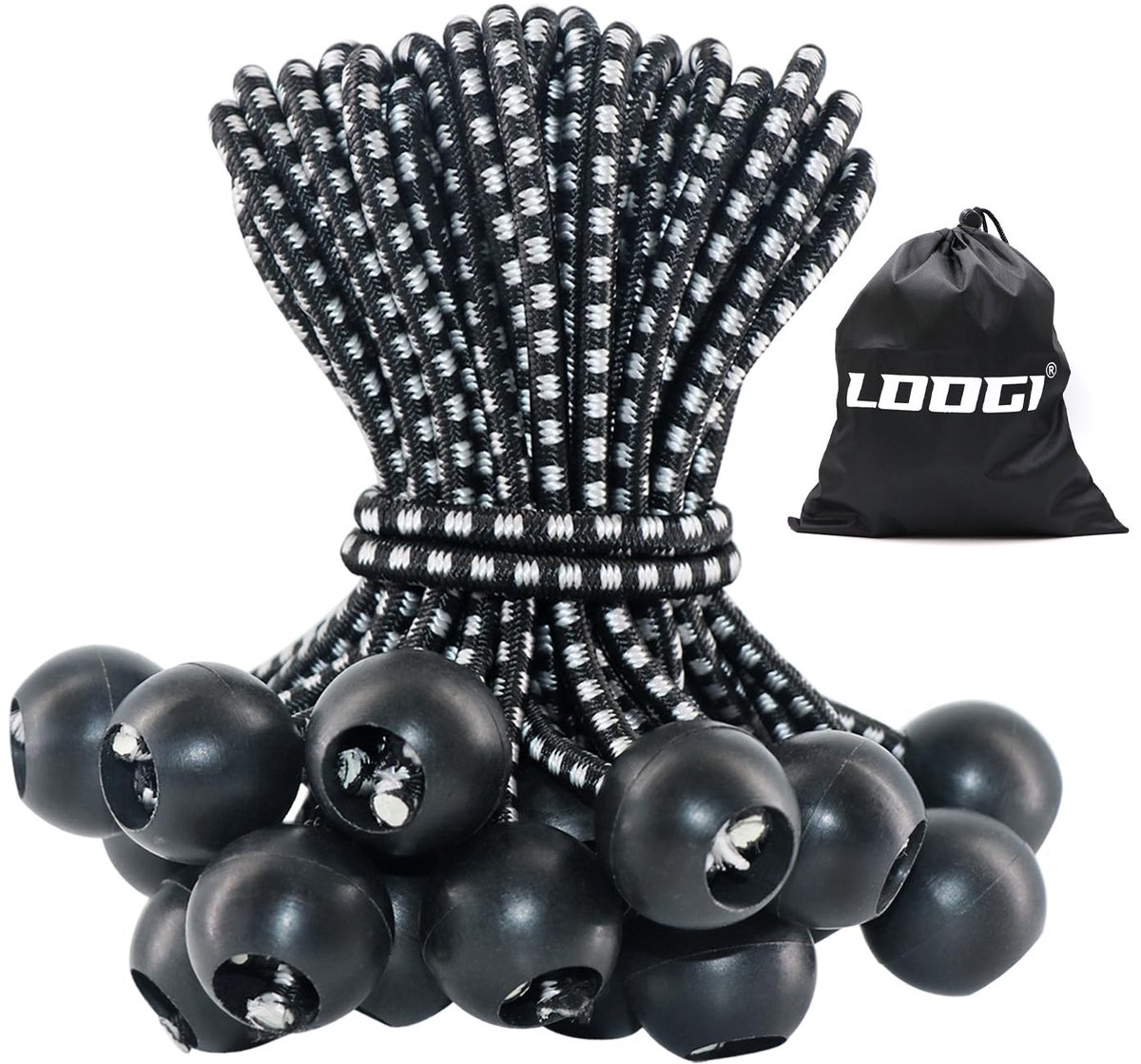 SolidKeus - Set van 50 Lashing Straps met Bal voor Tent en Zeil, 15 cm