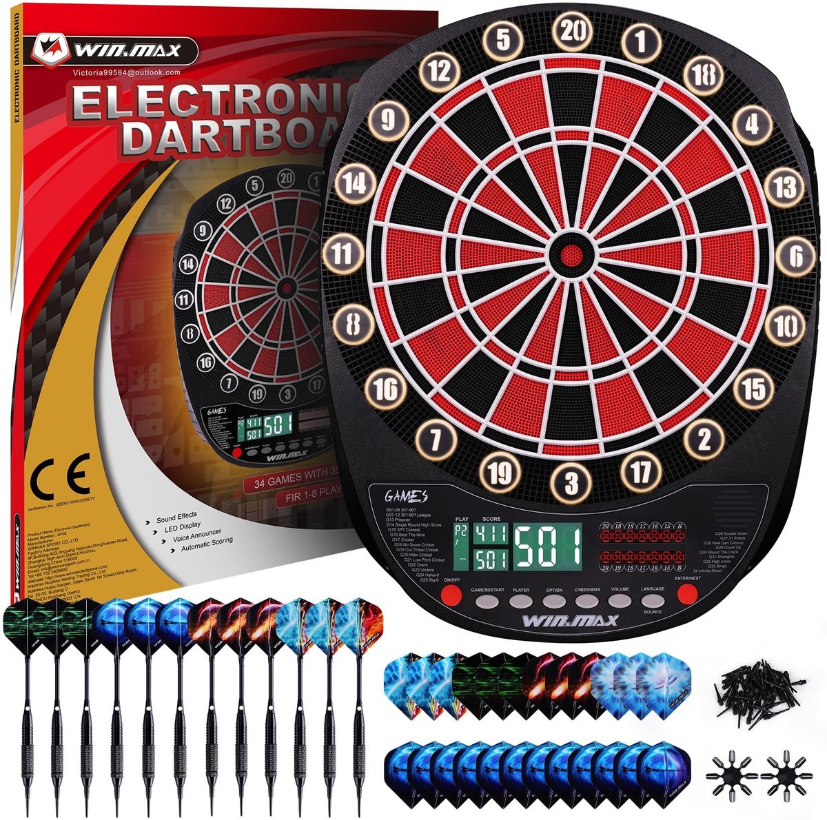 SolidKeus - Professioneel Elektronisch Dartbord met 34 Spellen