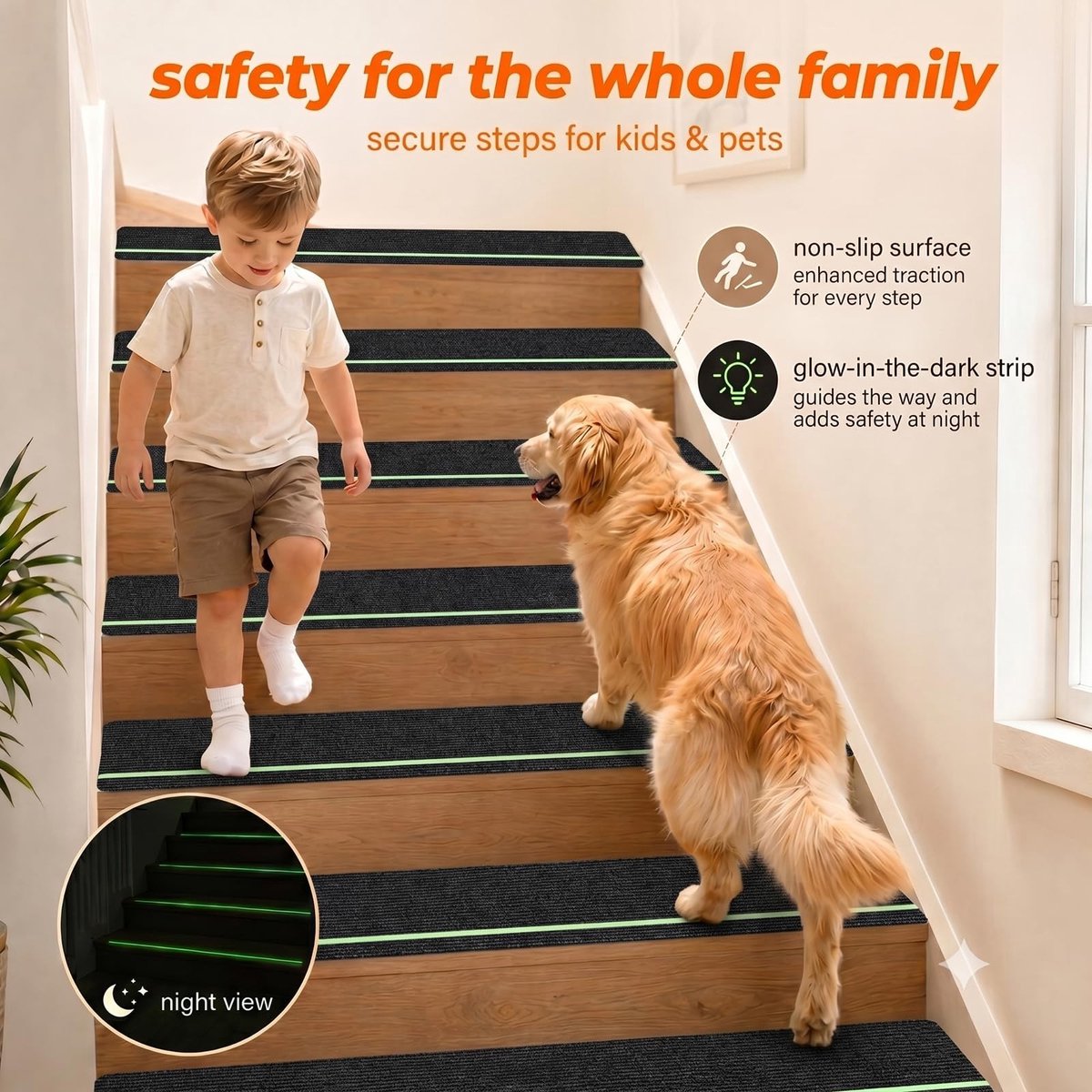 SolidKeus - Antislip Trapmatten met Glow in the Dark, 15 Stuks