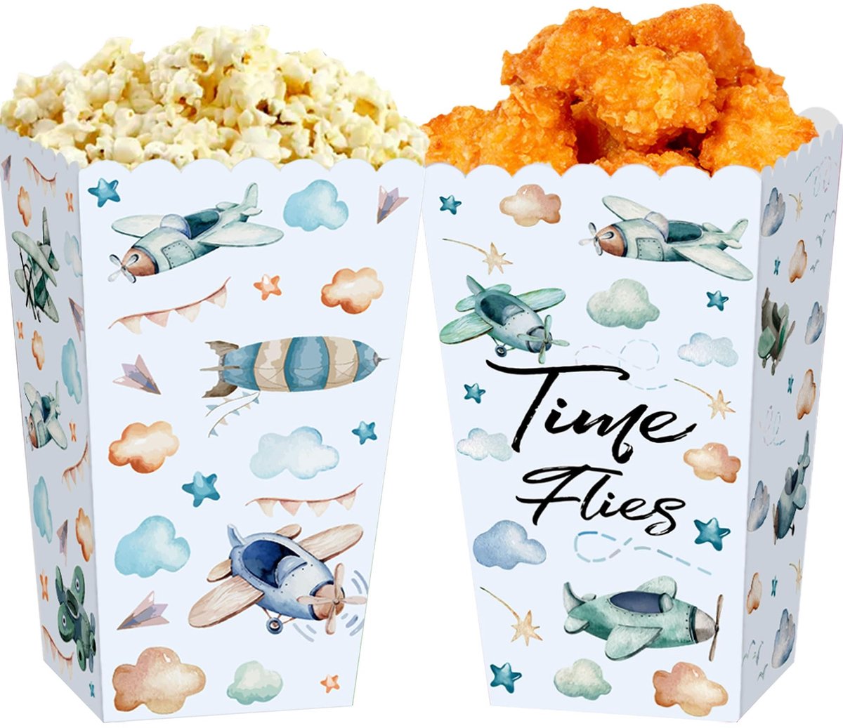 SolidKeus - 12 Stuks Vliegtuig Feestdecoraties en Popcorn Dozen