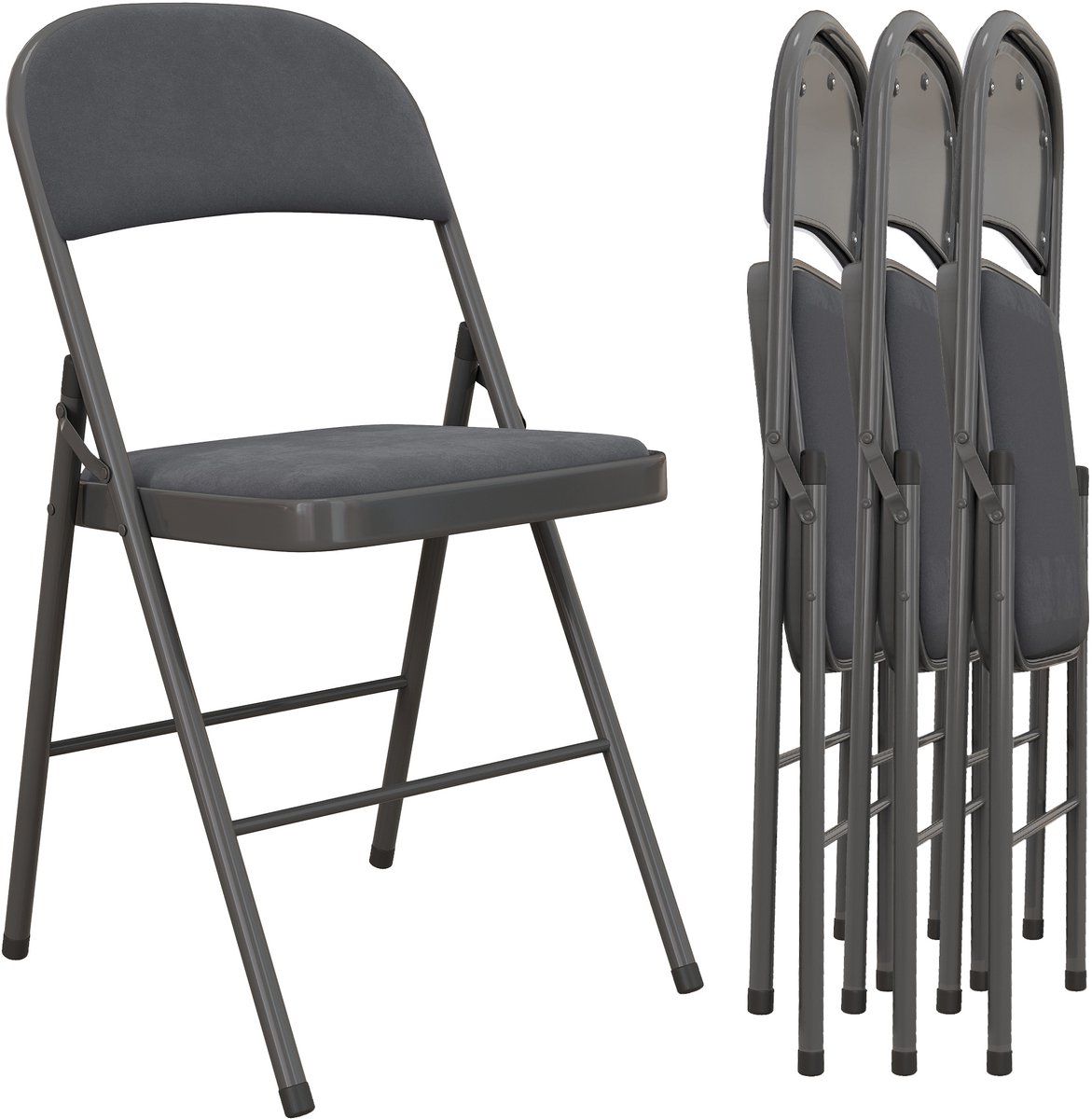 Klapstoel Zwart Fluweel – Set van 4 – Inklapbare Stoelen – Opvouwbare Stoel – Belastbaar tot 120 kg –Metalen Frame