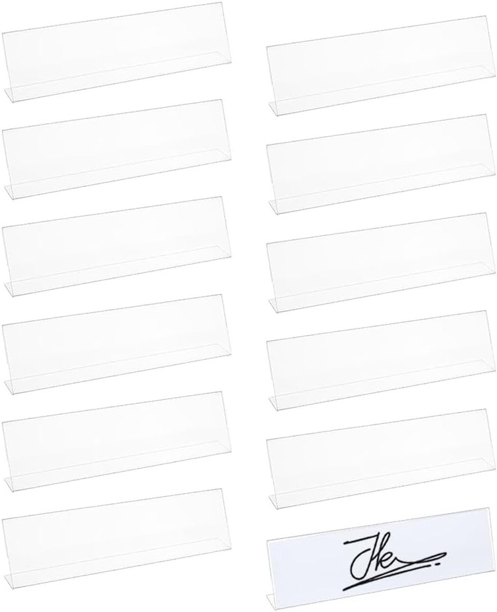 12 Stuks Acryl Naamplaten voor Bureaus - Gepersonaliseerde Bureau Naamplaatjes voor Kantoor, Conferenties en Zakelijke Evenementen, 5,2 x 20,5 cm