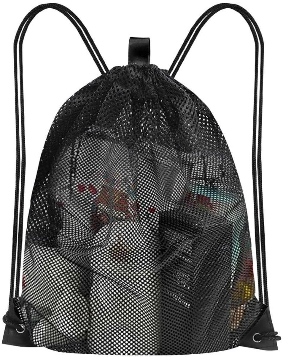 SolidKeus - Grote Mesh Tas met Treksluiting voor Strand en Sport