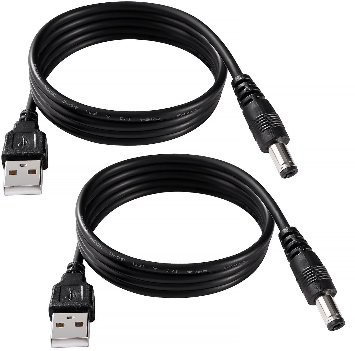 SolidKeus - USB naar 5V DC Kabel, 2 Stuks, 1 Meter