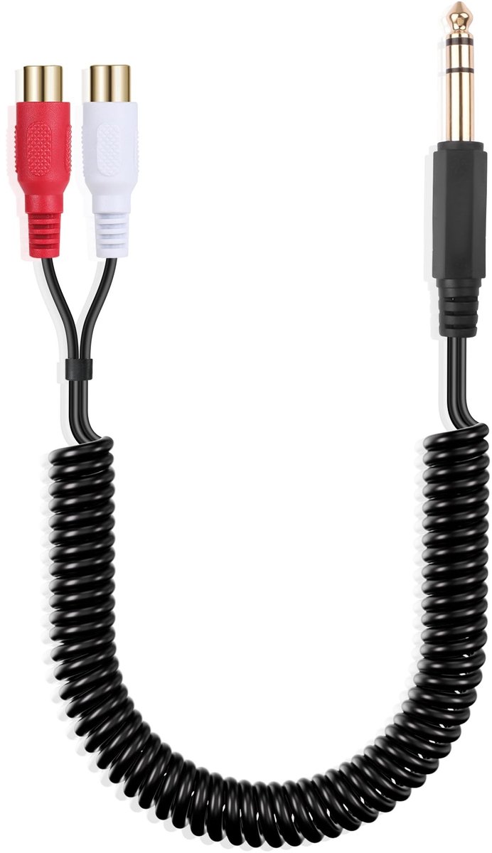 SolidKeus - Stereo Audio Kabel 6.35mm naar 2 RCA Plug, 35 cm
