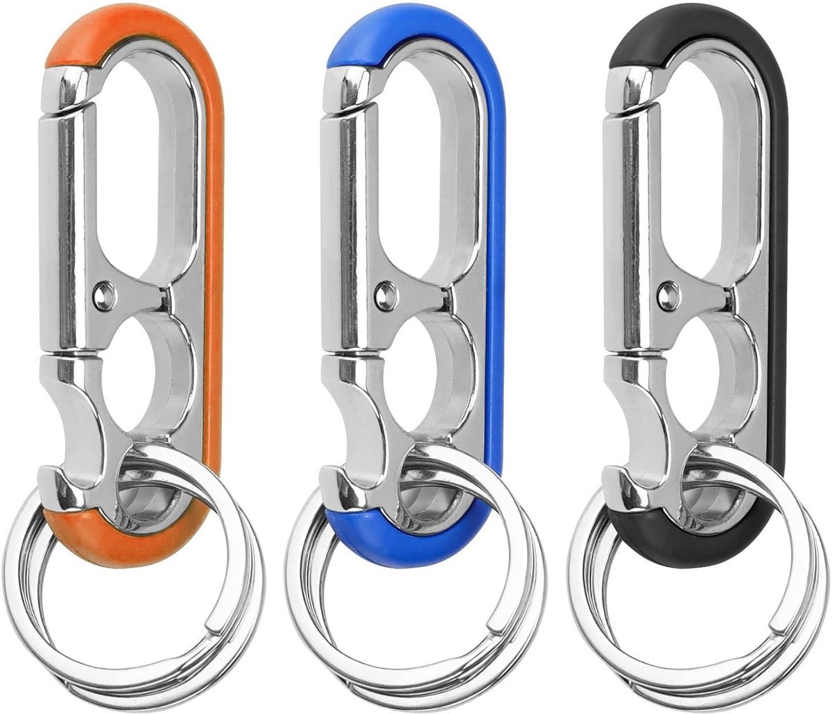 SolidKeus - Set van 3 Sleutelhangers met Karabijnhaak en 6 Ringen