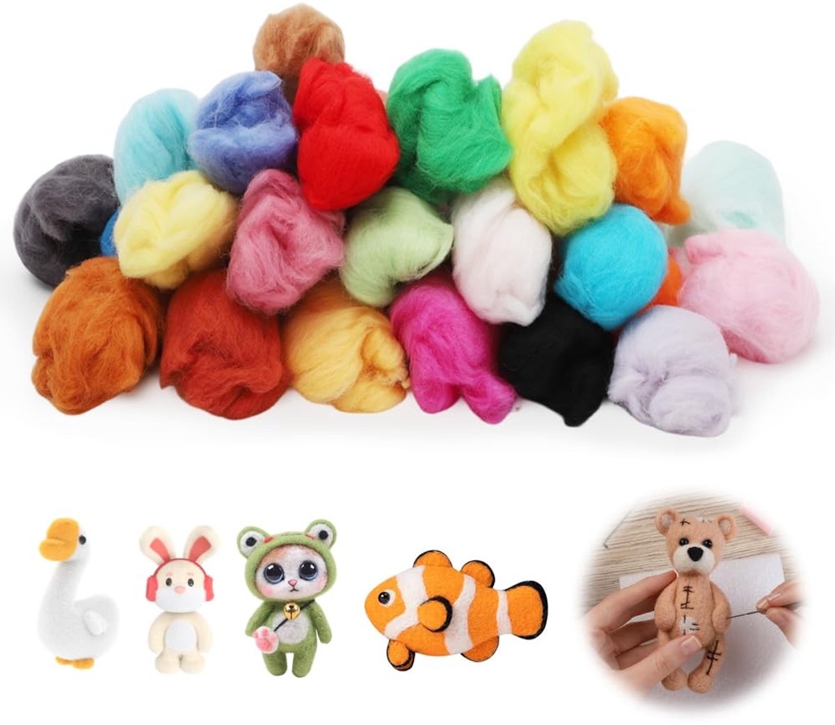 SolidKeus - Startset Viltwol in 36 Kleuren voor Creatieve Projecten