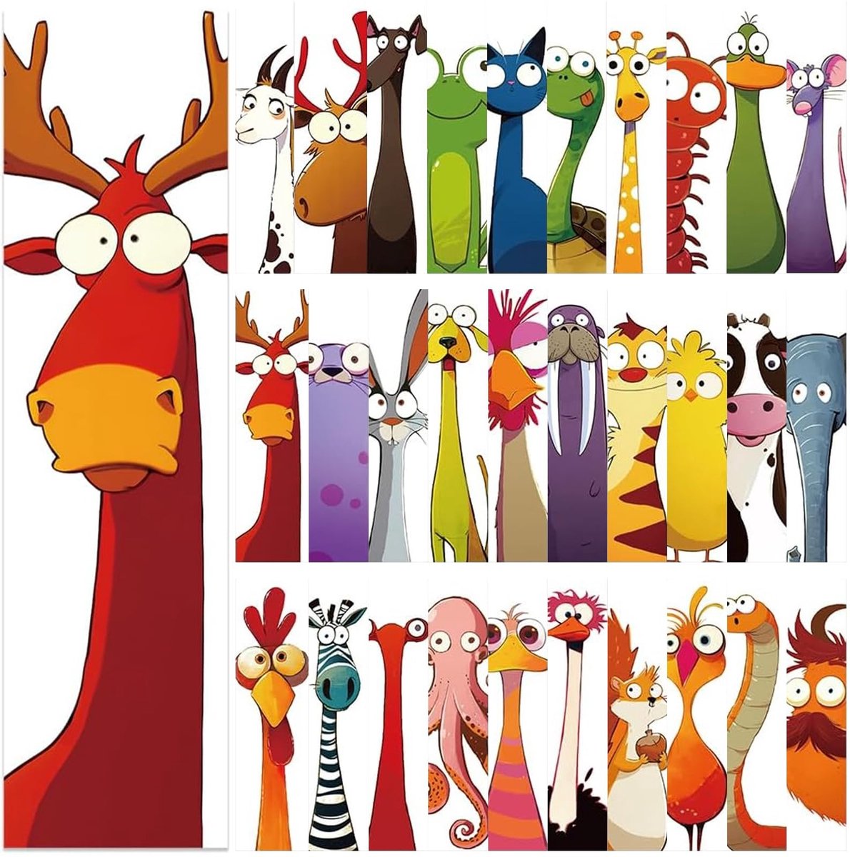 SolidKeus - Set van 30 Dieren Boekenleggers met Leuke Motieven