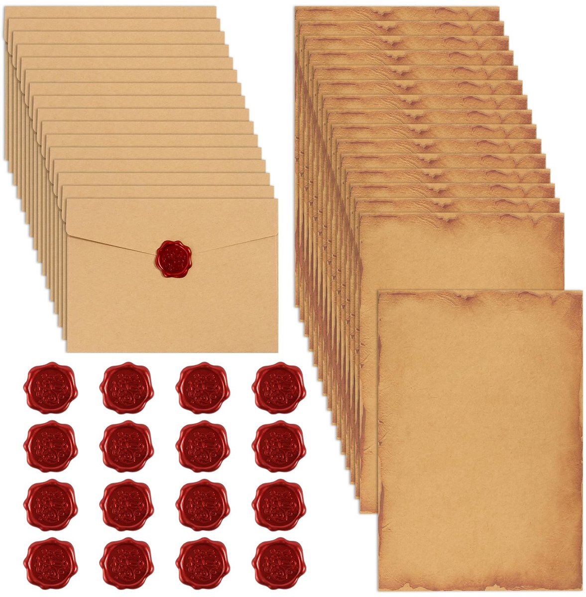 SolidKeus - Vintage Briefpapier met Enveloppen en Waxzegels