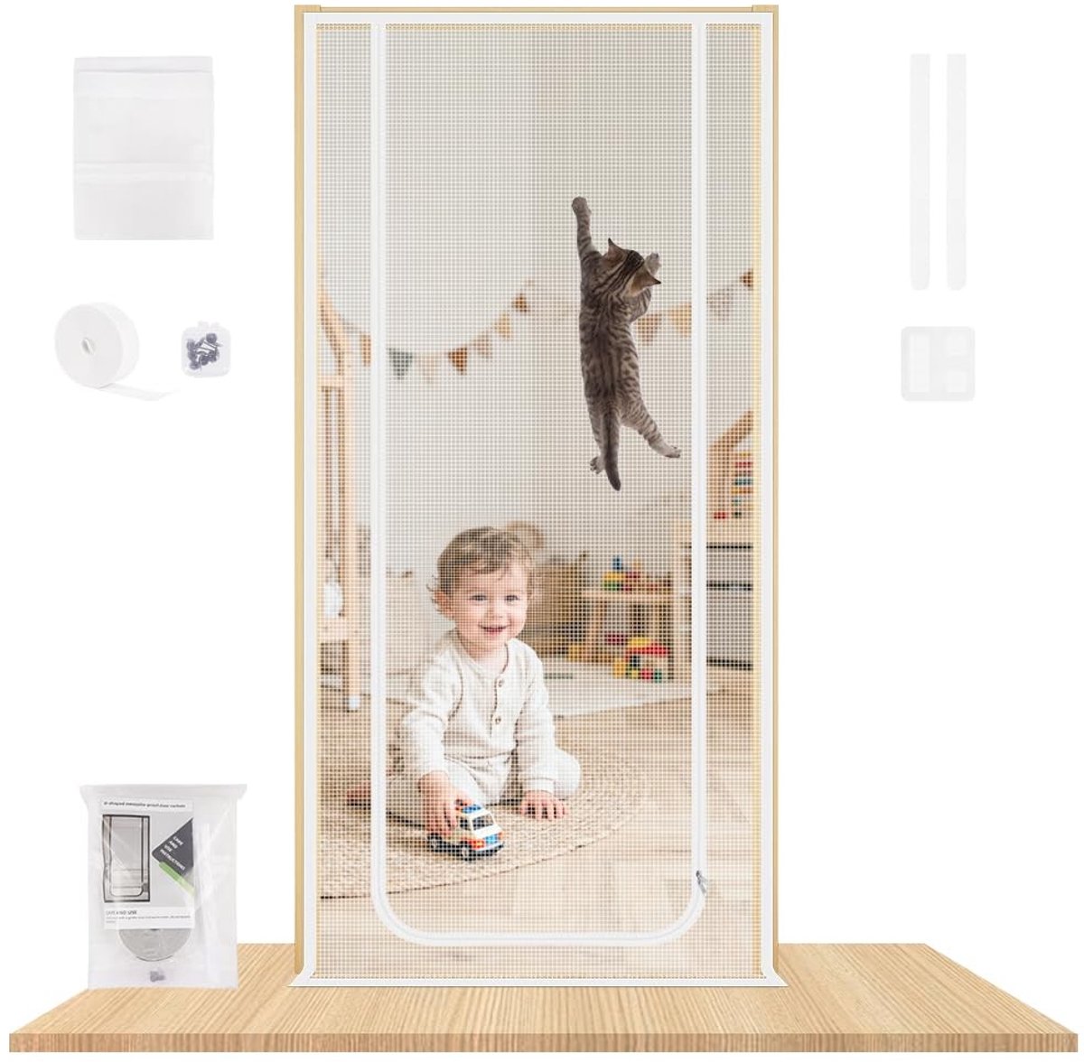 SolidKeus - Insectenwerende Deur met Ritssluiting, Wit 100 x 210 cm