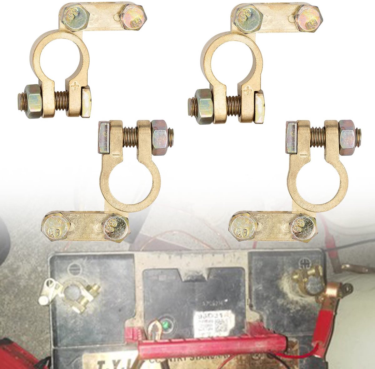 SolidKeus - Set van 4 Universele Accuklemmen voor Auto- en Bootaccu's