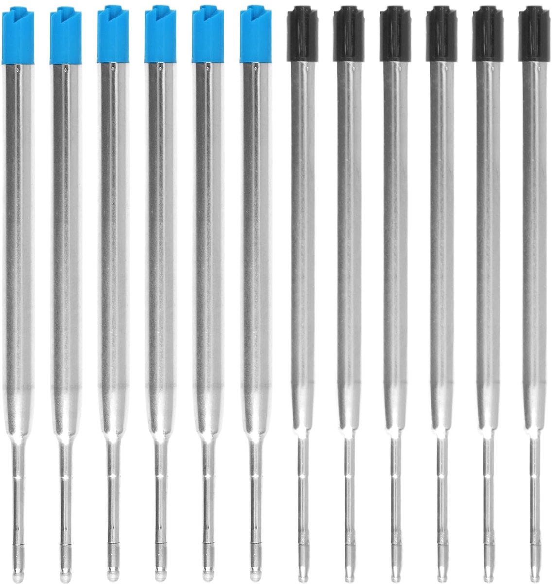 SolidKeus - Set van 12 Ballpoint Pen Vullingen 0.5mm Blauw en Zwart