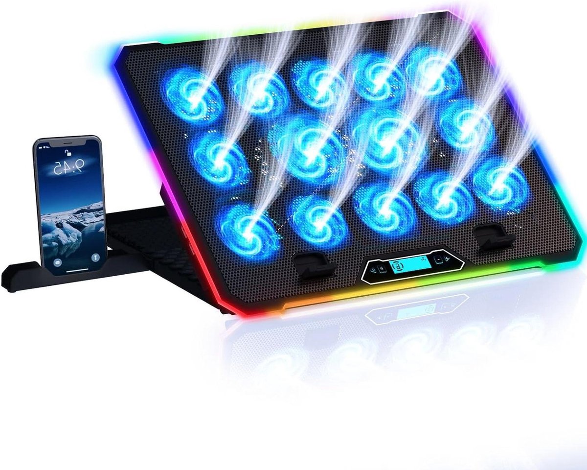Laptop Koeler - Notebook Cooler - Gaming Prestaties - 14 Krachtige Ventilatoren - Tot 17 inch - Zwart