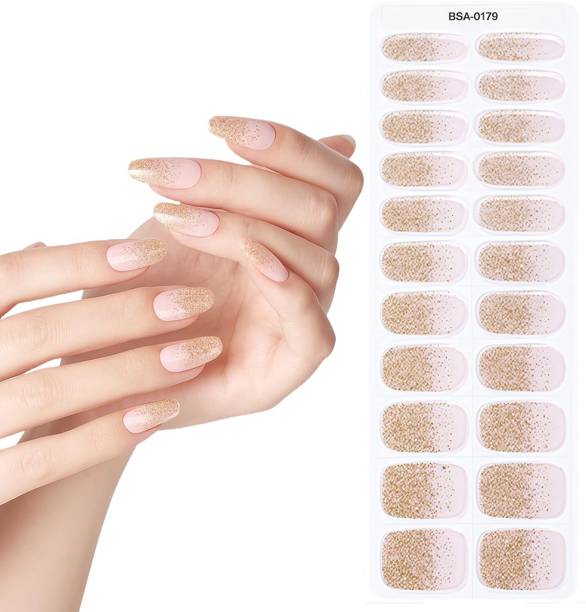 SolidKeus - Set van Zelfklevende Gel Nagel Stickers met Glitter