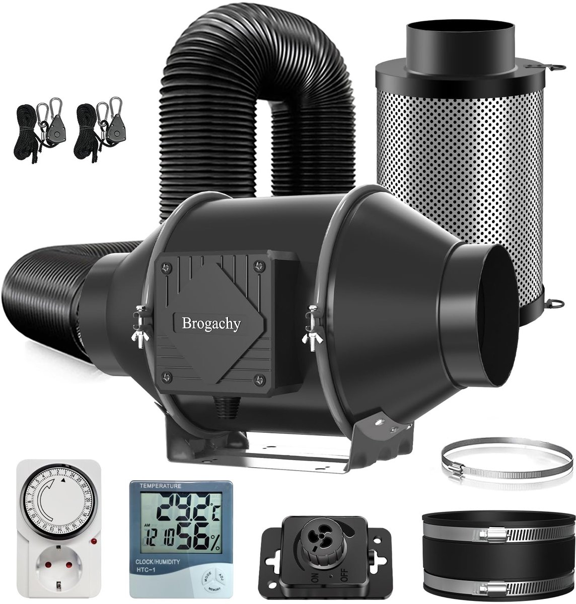 SolidKeus - Ventilatieset met 100 mm Buizenventilator en Snelheidsregelaar