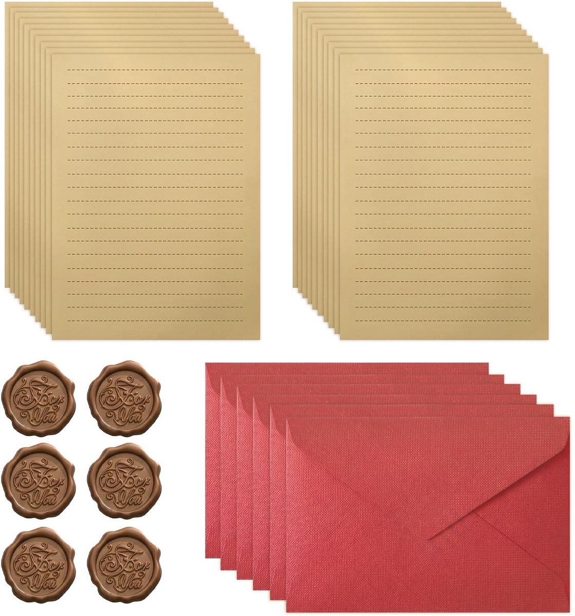 SolidKeus - Vintage Briefpapierset met 20 Vellen en 6 Enveloppen