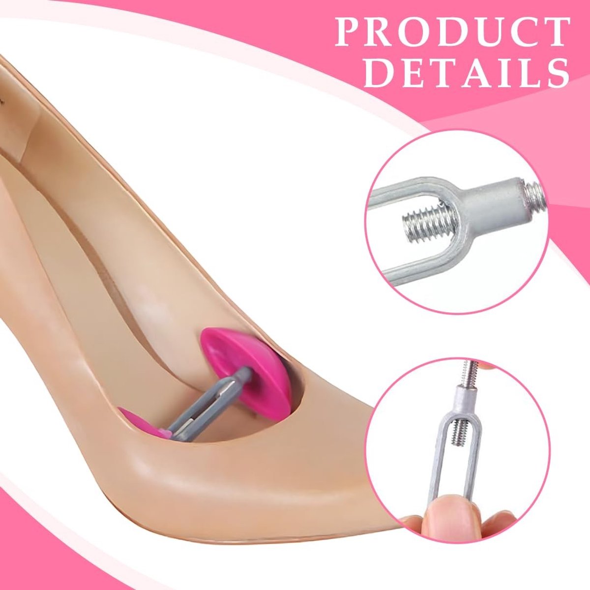 SolidKeus - Set van 2 Verstelbare Schoenstrekker voor Diverse Schoenen (Roze)