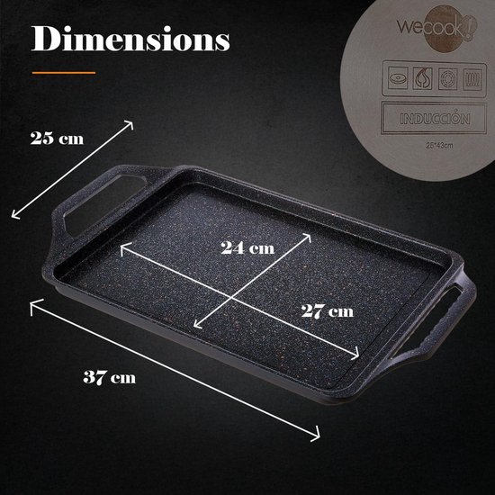 Grillplaat - Grillpan Inductie - Koken - PFOA-vrij - 37 x 25 cm - Zwart — afbeelding 5