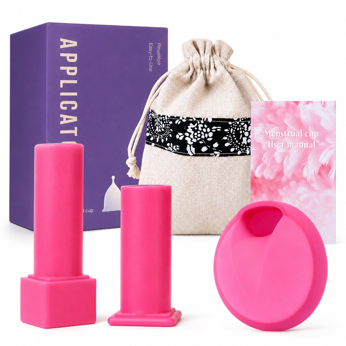 Gloovon® Menstruatiedisc met Applicator - Herbruikbaar & Zacht - Medische Siliconen - BPA-vrij - 12 Uur Bescherming - Maat L - Roze