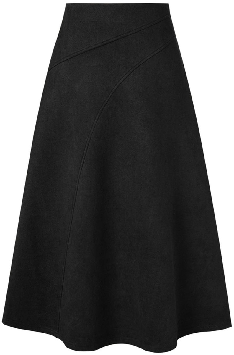 SolidKeus - Elegante Midi Rok van Faux Suede met Hoge Taille voor Diverse Gelegenheden
