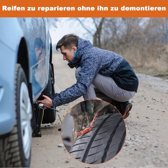 Bandenreparatieset Auto - Lekke Band Hulp - Noodreparatie Banden - Compleet Met Meter - 37 Delig - Niet Van Toepassing — afbeelding 2