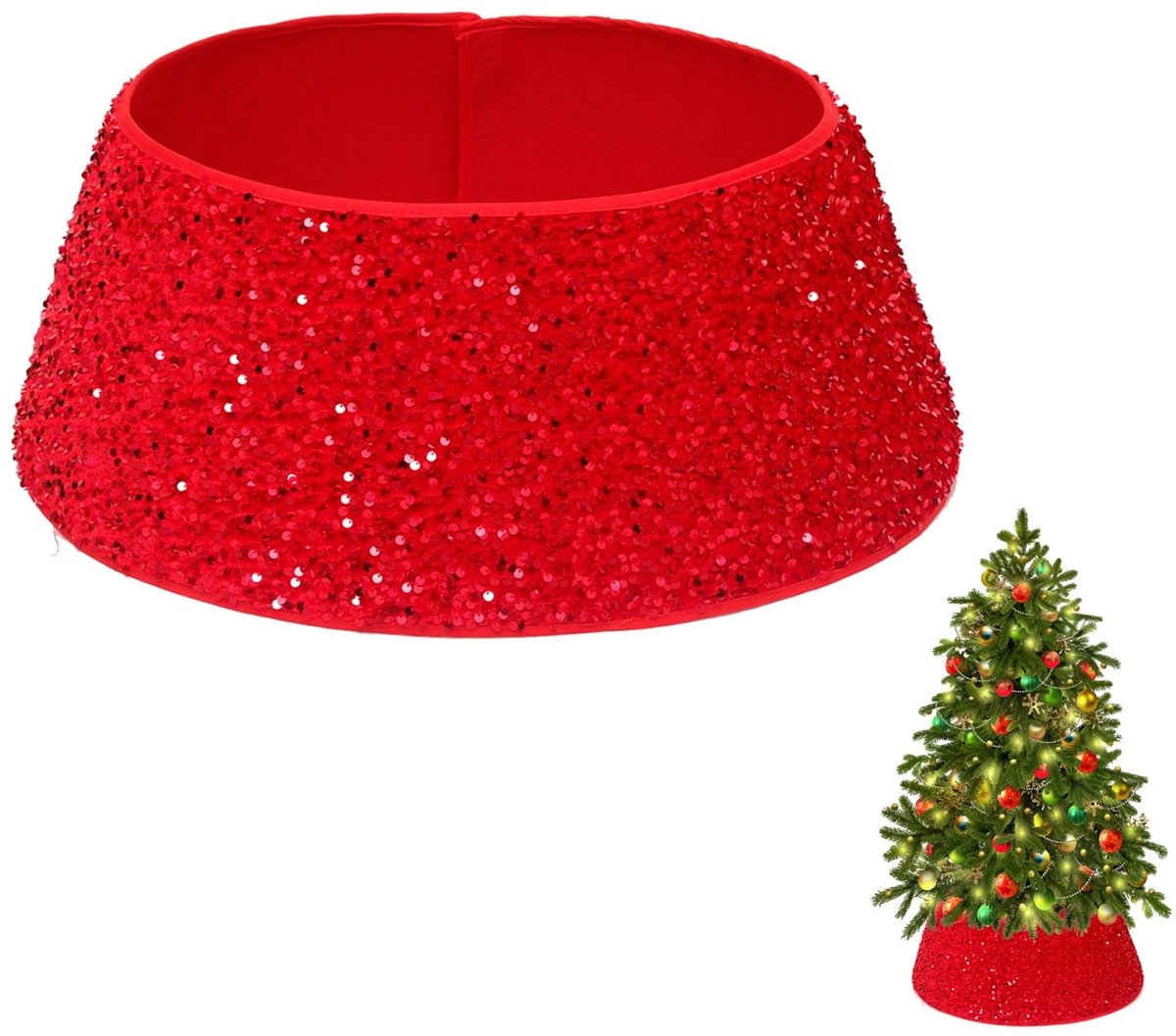 SolidKeus - Kerstboomrok 60cm met Rode Glitter voor Feestelijke Decoratie