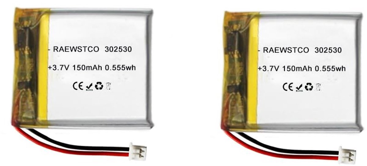 SolidKeus - 2 Stuks 3,7V 150mAh Polymeer Lithiumbatterij voor Elektronische Apparaten