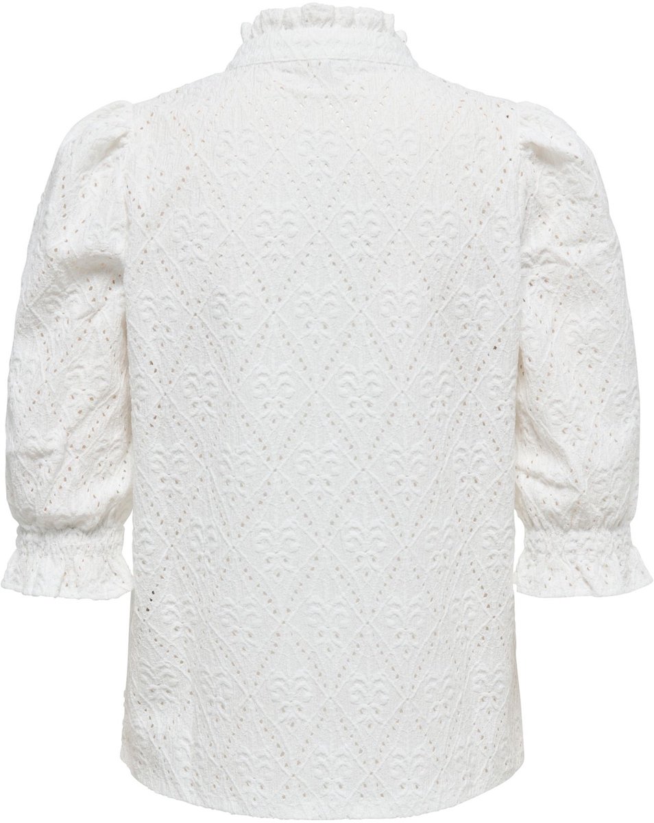 Only Ziggy Frill Top Dames Korte mouw Cloud Dancer Wit