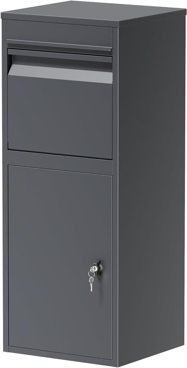 Pakketbox Grijs - Pakketbrievenbus Staand - Postbezorging Thuis - Slim Inlegsysteem - 102cm Hoog - Grijs