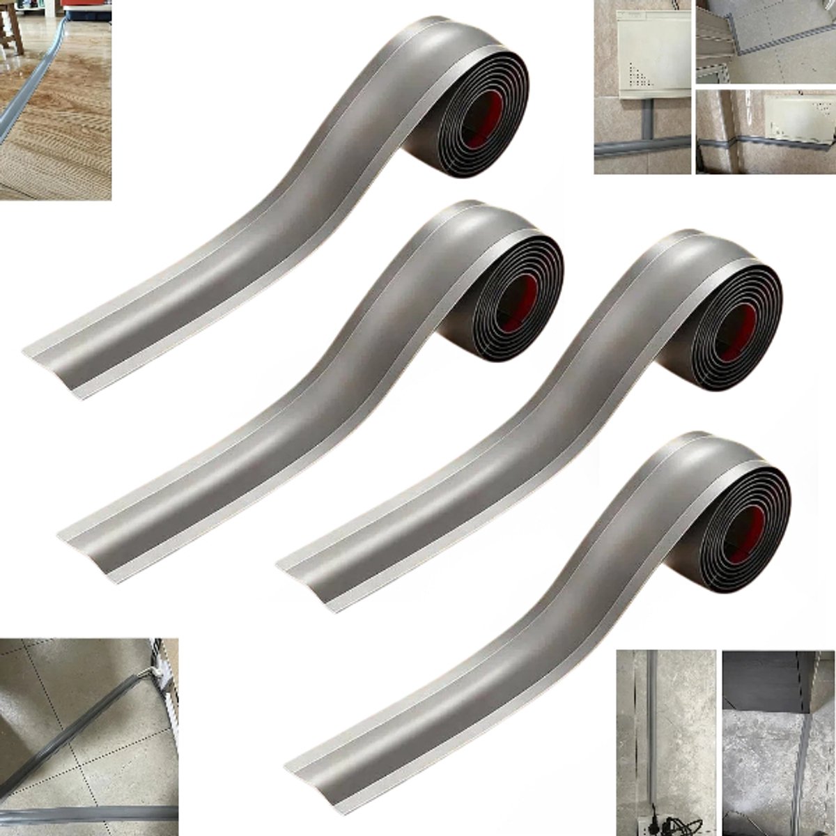 4 stuks- Kabelgoot voor blootliggende kabels - Zelfklevende kabelafdekking - Flexibele kabelafdekking - 1 m * 5,5 cm - Grijs - Geschikt voor kabelbescherming in muren, vloeren, woningen, kantoren, garages